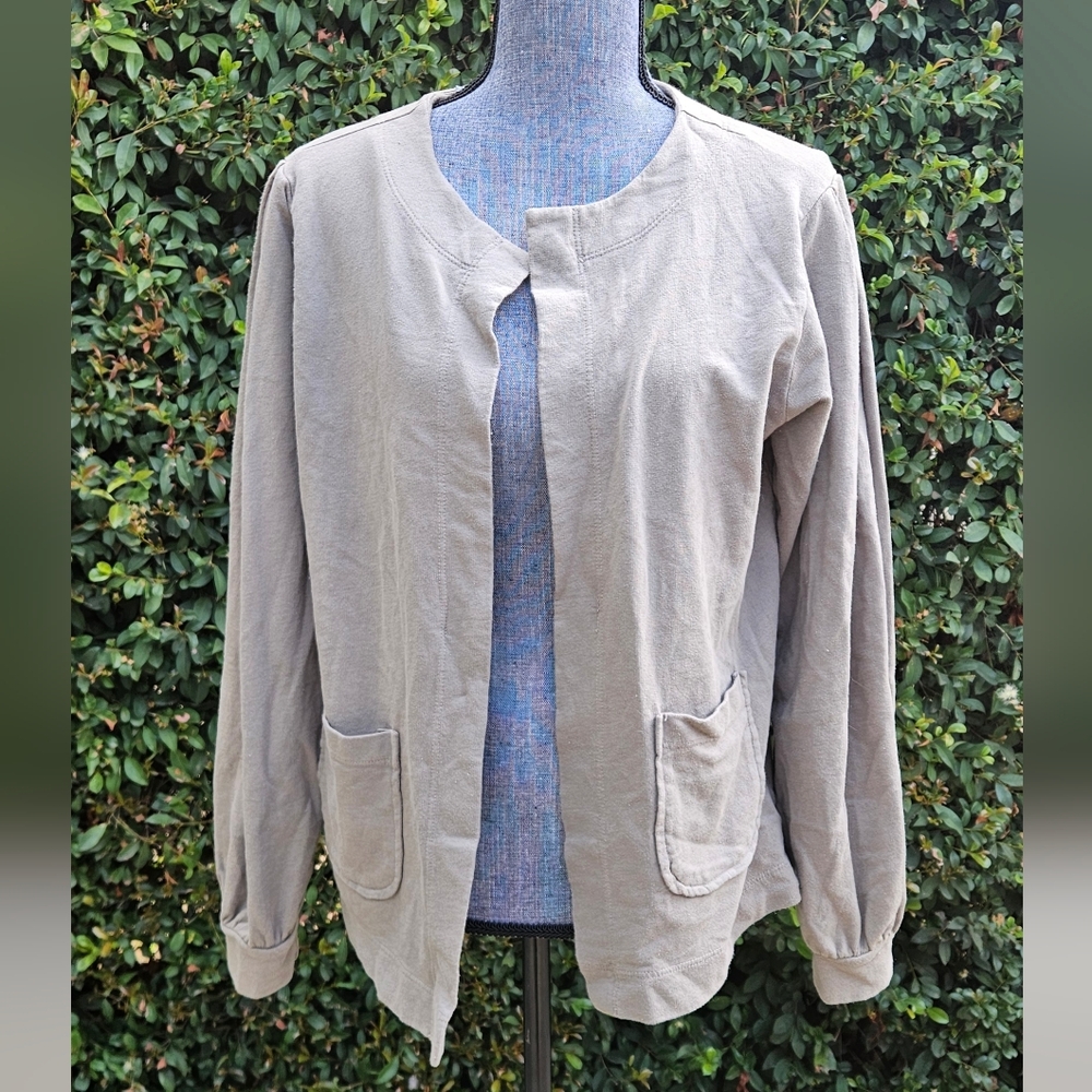Anthropologie t.la Textured Open Front Jacket Cardigan Women’s Size M Moss Taupe